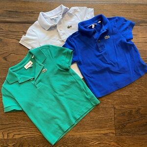 Lacoste Kids Polo Trio - Vibrant Blue, Fresh Green, Classic White (Set of 3)